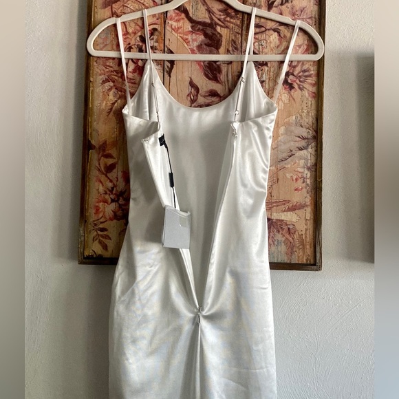 JLUXLABEL IVORY MIDI DRESS SLIT SPLIT DRESS STRETCH BODYCON - Picture 12 of 16